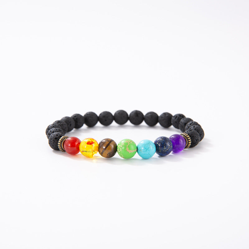 8mm Colorful Lava Stone Bracelet - Natural Gemstone